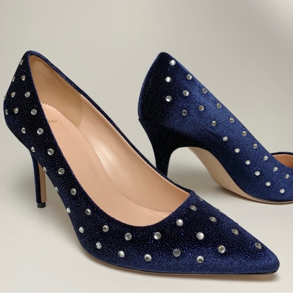 NWT J. Crew Velvet Crystal Studded Pumps Heels Size 8 - Picture 2 of 5